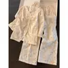 Pijama Floral de Encaje para Mujer Primavera y Otoño Conjunto de Manga Larga Dulce Sensación de Alta Gama Ropa de Casa Estilo Coreano Venta al por Mayor Transfronteriza