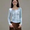 Camiseta de Manga Larga con Botones y Cuello Henry de Eco-Seda 260g para Mujer, Nuevo Diseño Otoño/Invierno 2026, Camiseta Básica Elegante
