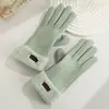 Luvas Quentes para Mulheres no Inverno, Espessadas com Lã, Fofas, à Prova de Vento, Espessadas com Lã, Adequadas para Ciclismo ao Ar Livre, Luvas Quentes com Tela Sensível ao Toque