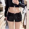Shorts Jeans de Cintura Baixa para Primavera e Verão Design Modelador de Quadril Hot Girl Skinny Pretos Hot Pants y2k Versátil Calças Sexy