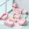Muebles Creativos Elásticos Q Rosas, Accesorios Decorativos Hechos a Mano para Casas de Muñecas DIY, Adornos Pequeños para Paisajismo de Sala de Estar en Miniatura