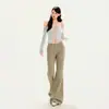 Jeans de mujer transfronterizos, ligeramente acampanados, estilo workwear, lavados, estilo americano, largos hasta el suelo, color caqui, largo extendido 2026
