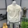 Camiseta Masculina Verão Tie-dye Bordado Manga Curta Marca Tendência Gola Redonda Versátil Jovem Meia Manga Casual