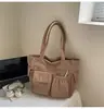 Bolso de axila casual de pana estilo coreano para mujer, nuevo bolso de hombro de moda para mujer, bolso tote Ins literario de gran capacidad