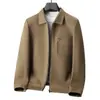 Chaqueta para Hombre 2026 Otoño/Invierno Solapa Cremallera Tejido Patchwork Superior Joven Lujo Ligero Estilo Old Money Ropa de Abrigo de Negocios