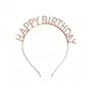 Faixa de Cabeça com Strass Feliz Aniversário Toque de Luxo Festa de Aniversário Tecido com Glitter Conjunto de Alça de Ombro Adereços Fotográficos Atacado