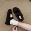 Zapatos Peludos con Lazo para Mujer 2024 Invierno Nuevos Calzado Exterior Planos Casuales con Suela Forrados de Felpa Calientes Zapatos Mary Jane