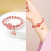 Pulseira de Cristal Pixiu de Cristal Morango Natural Corda Amarela Cristal Amarelo Cristal com Cabelos Dourados Pulseira para Meninas de Luxo Leve Atacado