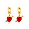 Brincos de coração Hot Cupid Cross-border Europeus e americanos ins Brincos One Arrow Piercer Internet Celebrity Color Peach Heart Brincos Femininos