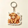 Chaveiro de Vaca das Terras Altas de Halloween Acrílico Fofo Desenho Animado Bezerro Pingente Charme para Bolsa de Festival Estilo Americano
