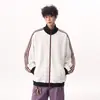 Moletom cardigã estilo americano com três listras, unissex, top esportivo moderno estilo universitário para primavera e outono, jaqueta com zíper e gola alta