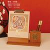 Calendario de escritorio con portabolígrafos de madera 2025, moderno, creativo, de alta gama, para oficina, empresa, regalo, calendario mensual