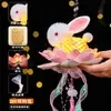 Linternas Personalizadas del Festival de Medio Otoño, Nuevas Linternas de Conejo y Loto Tejidas de Bambú, Linternas Luminosas de Conejo de Jade de Estilo Antiguo para Niños