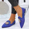 Zapatos Planos de Punta Aguda con Pedrería y Boca Baja Transfronterizos para Mujer, Nuevo Estilo Primavera/Verano 2026, Mocasines Slip-On de Talla Grande