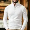 Suéter de punto liso para hombre para otoño e invierno, importado, con cuello medio alto y cremallera, talla grande, corte ajustado, suéter de capa interior de moda para hombre