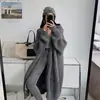 Suéter cardigan longo temperamento estilo coreano para mulheres outono e inverno novo estilo preguiçoso solto espesso casaco de malha mulheres tendência