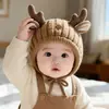 Sombrero Rojo de Año Nuevo con Protección para Orejas de Bebé, Ala Ancha, Tejido, Engrosado, Cálido, Sombrero de Protección para Orejas para Otoño e Invierno, para Niños Pequeños