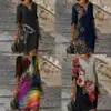 Vestido de Moda Estampado Floral de Verano Europeo 2026, Cuello en V, Manga Media, Cintura Media, Jersey, Línea A