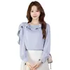 En Stock, Fotos Reales: Camisa Larga de Manga Larga con Volantes y Perlas Versátil para Mujer Nueva Primavera 2026