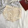Elegante Ropa Interior de Malla de Encaje de Seda para Mujer de Cintura Media con Bolsa en Cadera Transpirable Entrepierna de Seda de Morera Calzones Sexy para Dama