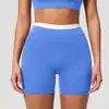 Shorts de Yoga Colorido Contrastante Cruzado Sem Costura Cintura Alta Justo Calça de Yoga Feminina Esportes ao Ar Livre Corrida Shorts 3129