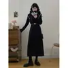 Vestido elegante de línea A estilo Miu francés para tallas grandes, con cuello de camisa de color contrastante para mujer, primavera y otoño al por mayor