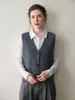 Chaleco Retro de Mujer Cardigan de Punto sin Mangas de Cachemira Nuevo Chaleco de Aguja Yuanbao Botones Cuello en V Ropa de Abrigo Otoño e Invierno
