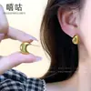 TH0354 Aretes de Plata 999 Aguja Minimalista Gota de Agua Frijol Lunar, Diseño de Nicho con un Estilo Fresco de Alta Gama