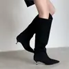 Botas Altas de Temperamento para Mujer 2026 Otoño Invierno Nueva Llegada Punta Fina Tacón de Aguja Tubo Recto Relajado Botas para Mujer Estilo Británico Botas Largas Adelgazantes