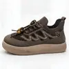 Venta Caliente Transfronteriza Zapatos de Mujer Flyknit con Felpa Venta Directa de Fábrica Suela Gruesa Zapatos Casuales Cálidos Con Cordones Retro Zapatos Deportivos con Cuentas de Madera