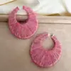Atmosfera de Outono e Inverno Brincos Coloridos Desfocados de Lã Trançada para Mulheres Brincos de Argola Coloridos Morandi Design de Nicho para Mulheres