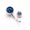 Adornos para el ombligo transfronterizos cabeza plana taladro adhesivo anillo para el ombligo de acero inoxidable adornos para perforaciones corporales incrustación de diamantes de imitación de colores clavo para el ombligo