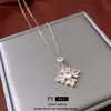 Collar Colgante Ajustable Flor de Zirconia Estilo Francés, Exquisito y Versátil, Cadena para Suéter Estilo Lujo Ligero, Collar de Moda y Elegante para Mujer