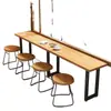 Mesa alta, estilo industrial, adecuada para tiendas de conveniencia, loncherías y bares; juego de mesa y sillas largo y estrecho diseñado para colocarse contra una pared