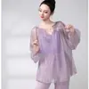 Roupas de Dança Clássica, Blusa Elegante de Gaze, Roupas de Performance, Roupas de Prática de Rima Corporal de Fada da Dança Chinesa, Treinamento Básico Han e Tang
