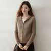 Nuevo Estilo Otoño Manga Larga Tejido de Punto Trenzado con Capucha Cremallera 35 Cachemira 65 Lana Holgado Casual Versátil Cárdigan de Punto
