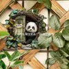 Cabana de Conto de Fadas da Floresta Porta Pequena Gato Panda Rato Pátio Externo Decoração de Árvore Varanda Paisagem em Miniatura Cenário