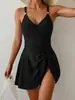 Maiô Peça Única para Mulheres, Justo ao Corpo, Emagrecedor, Cobrindo o Corpo, Decote Cruzado, Sexy, Comércio Exterior Transfronteiriço Europeu e Americano da Amazon, Moda Praia Multicolor