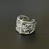 Anillo Cruz Flor Cortada para Mujer, Estilo Fresco, Anillo para Dedo Índice con Diamante Pegado, Anillo Abierto de Moda, Creativo y de Gama Alta