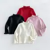 Suéter fofo de gola alta para meninas, nova coleção outono/inverno 2026, suéter de tricô liso para bebês meninas, camada interna infantil, zdm6592