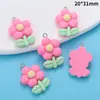 Accesorios para joyería de resina DIY flor rosa colgante de flor pulsera llavero colgante decorativo W357