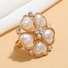 Anillo Ajustable de Apertura con Forma de Camelia Estilo Chanel Simple Estilo Japonés y Coreano ins Personalizado con Forma de Corazón con Perla