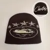 Chapéu de Tricô Jacquard Estrela de Cruzeiro Americano Outono e Inverno para Homens e Mulheres, Quente Reversível Hip-Hop Chapéu para Frio Chapéu Pulôver Atacado