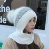 Conjunto de Dos Piezas de Gorro y Bufanda para Mujer Invierno Tendencia Gorro de Lana Coreano Estilo Coreano Otoño e Invierno Gorro de Punto Grueso
