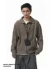 Cardigã estilo americano old money para homens e mulheres, visual vintage desgastado, casual, grosso, quente, peça de outer wear tricotada, moderno