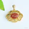 Pingente de Cristal Natural Ai Yu Morango Cristal Inlaid Colar Ruyi Joia Vintage Atacado Dropshipping S5021204