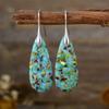 Pendientes colgantes de gota de agua de piedra natural bohemia nuevos transfronterizos, joyería retro popular europea y americana, joyería al por mayor