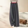 Pantalones de pierna ancha de cachemir de acetato para mujer, moda otoño/invierno, elegantes pantalones rectos de corte ajustado, nuevos pantalones casuales holgados de cintura alta 2026