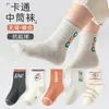 Calcetines para niños para primavera y otoño, calcetines de media pantorrilla para niños y niñas, calcetines de algodón para bebé, calcetines deportivos de algodón con dibujos animados lindos estilo coreano para primavera y otoño