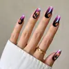 Uñas Postizas Portátiles, Estilo de Comercio Exterior, Uñas Postizas Francesas Blancas con Borde Blanco en Forma de Escalera Larga con Patrón de Flores Degradadas, 24 Piezas, Hechas a Mano Puras, Longitud Media, Venta al por Mayor